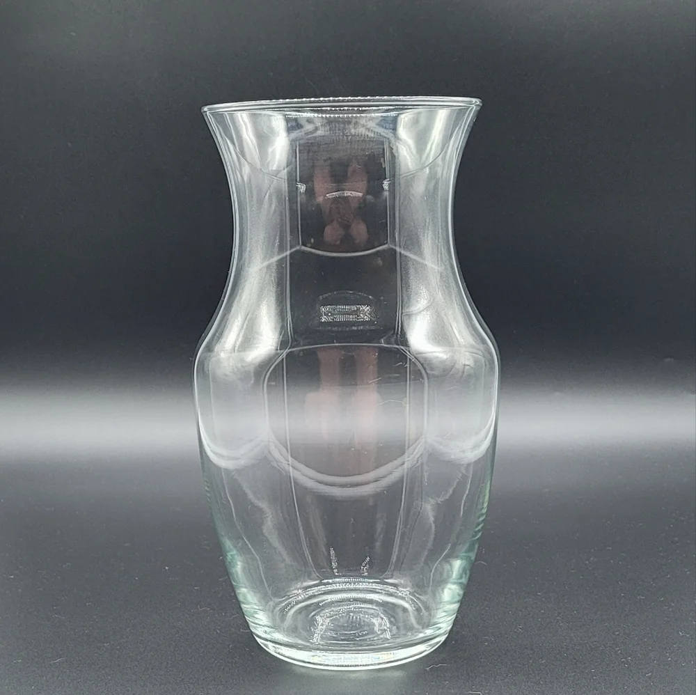 Clear Glass Flower Vase Waisted Flared Top​​​